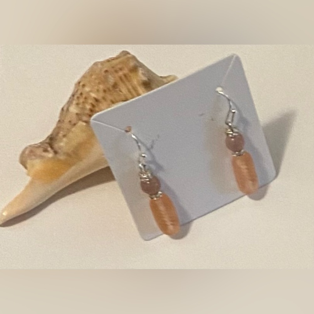 NEW Rose Quartz & cultured seaglass earrings